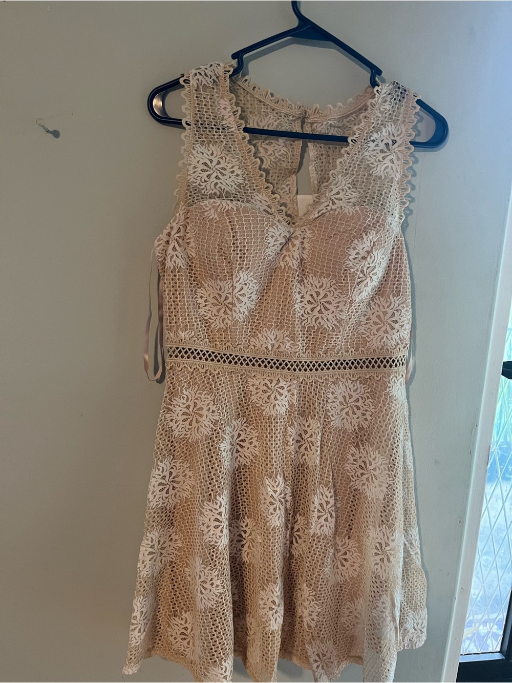 As U Wish Sleeveless Lace Fit & Flare Dress - Beige/Cream